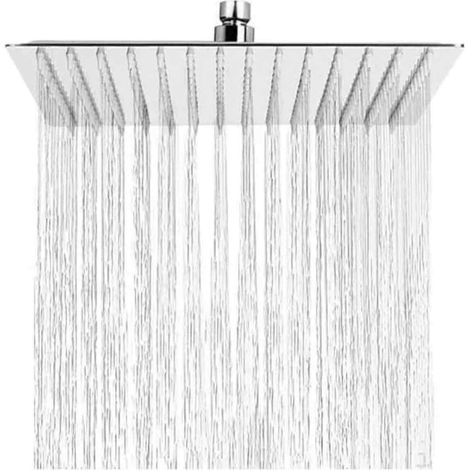 Carré,Pommeau de Douche Anti-Calcaire, Tête de Douche Pluie Economiseur d'Eau avec Buse en Acier Inoxydable 12 pouces/30cm finition Chrome Poli (Miroir) (1/5)