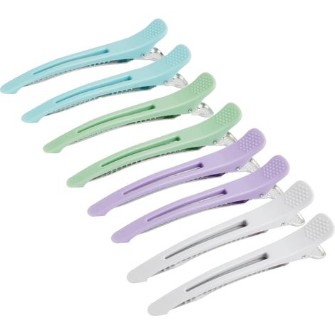 8PCS Pince Crocodile Cheveux, Bec Canard, Violet Bleu Blanc Vert (1/5)