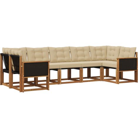 Conjunto de sofás de exterior 7 uds. Natural y Beige vidaXL (1/5)