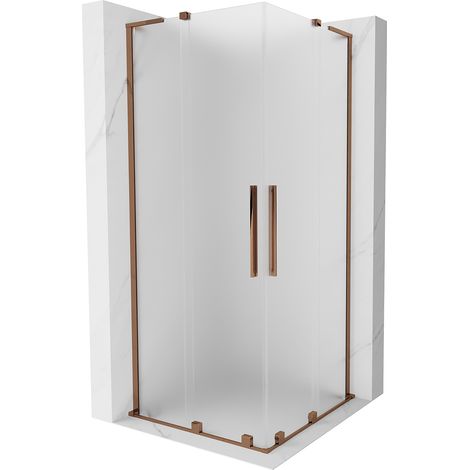 Mexen Velar L Duo Duschkabine schiebbar 80 x 80 cm, Milchglas, Roségold - 871-080-080-02-33-60 (1/5)