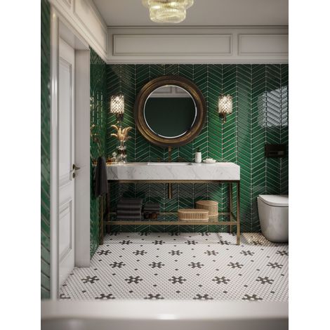 Mosaïque Royal Chevron Vert (1/4)