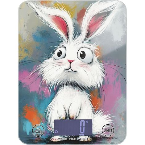 Une balance de cuisine numérique avec écran LCD de lapin de dessin (1/5)