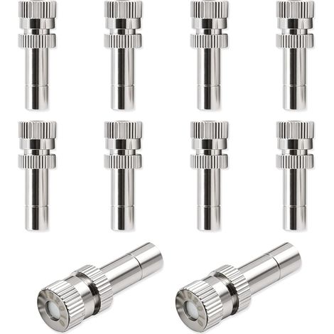 Lot de 10 Buses de Brumisation 0,2 mm, Céramique + Laiton avec Filtre, Connecteur 6 mm, Pour Humidification Dépoussiérage Maison Jardin Industrie (1/5)
