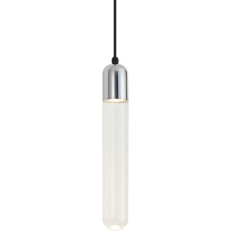 QAZQA Art Deco Pendant Lamp Chrome with Ribbed Glass IP44 - (1/5)