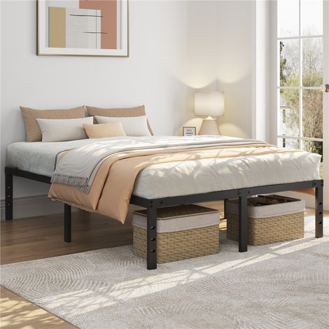 Yaheetech Telaio Letto Singolo in Metallo senza Testiera per Camera da Letto 140 × 200 cm (1/5)