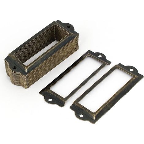 Office Apotheke Schublade Eisen Tag Halter Étiquette Cadre Bronze Ton 83 mm x 31 30stk