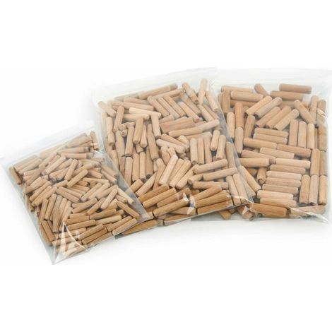Lot de 500 cheville bois assorties 6mm 8mm 10mm - goujon bois de hêtre massif - convient pour le gabarit de perçage / guide de perçage (1/4)