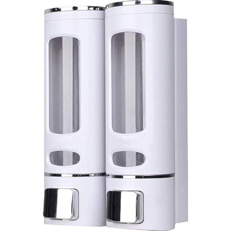 Distributeur de savon automatique à double bac, distributeur de savon mural de douche de 400 ml (1/5)