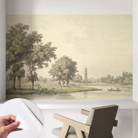 Selbstklebend Tapete - Wandgestaltung - Tapete Wohnzimmer - Flur Eingangsbereich Ein ruhiger Park 104x70 cm (1/3)