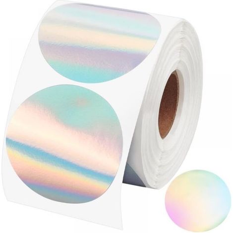 150Pcs Holographic Circular Thermal Sticker 5cm Self-Adhesive Round Direct Thermal Labels for Thermal Printer Thermal Labels for DIY Gift Decor (1/5)