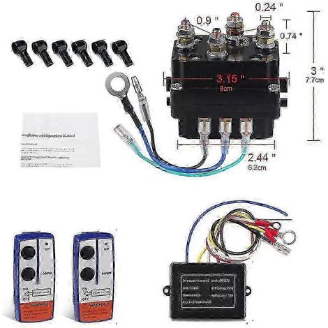 Contrôleur de treuil à contacteur haute définition 12 V 500 A avec deux télécommandes sans fil - Kit de secours (1/5)