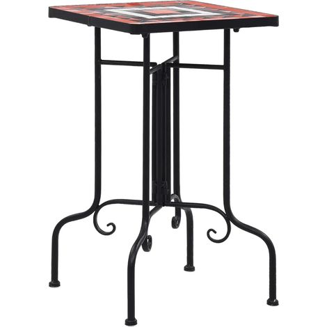 Tavolo da bistrot quadrato da esterno 35 x 35 x 56 cm elegante design a mosaico giardino in ceramica bianca 020045927