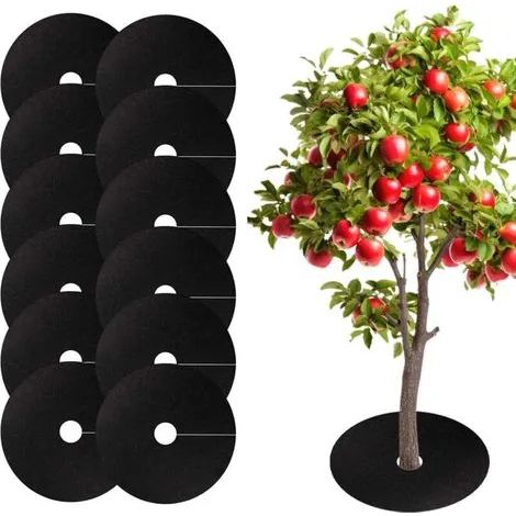 Lot de 12 toiles de paillage biodégradables, paillis de jardin, protection hivernale pour plantes d'extérieur, diamètre 52 cm (1/3)