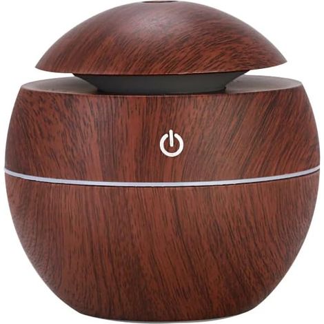 Difusor de aromaterapia de grano de madera, difusor de aceites esenciales de 130 ml, humidificador ultrasónico portátil para spa, sala de yoga u oficina (grano de madera oscura).