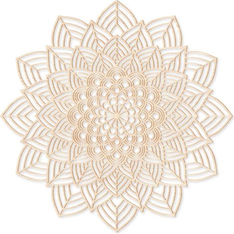 Décoration murale en bois Mandala 50x50 cm – Ambiance apaisante – Art mural spirituel en bois naturel – Sud Trading (1/2)