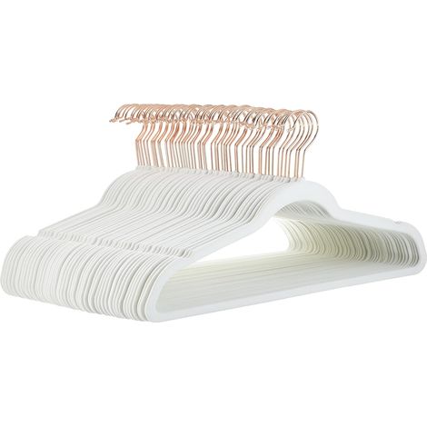 50 cintres en velours ivoire/doré, 44 x 22,5 cm, avec design rainuré et antidérapant, adaptés à tous types de vêtements (1/5)