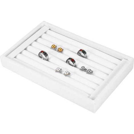 Plateau de rangement pour bagues en velours blanc – Idéal pour vitrine ou tiroir, protection des bijoux. (1/5)