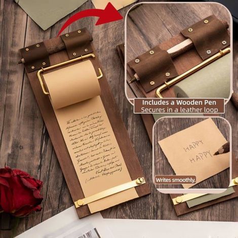 Tableau Mémo en Bois Vintage – Tableau à Messages Suspendu avec Stylo en Bois – 11,8 x 30 cm – Idéal pour Bureau, Cuisine et Décor (1/4)