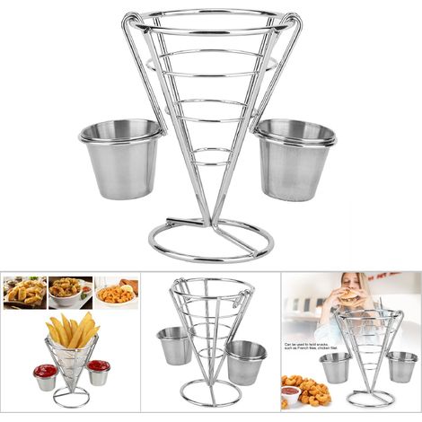 Support à frites double pour buffet et snacks, cône de présentation pour frites (1/5)