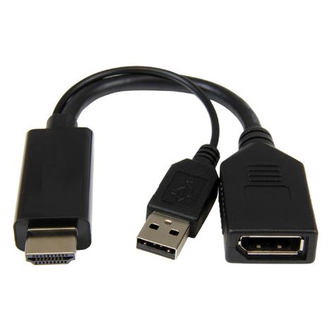 Adaptador de vídeo Cablexpert  HDMI tipo A de 19 pines  USB tipo A de 4 pines (solo alimentación)  Macho  DisplayPort de 20 pines  Hembra  0,1 m