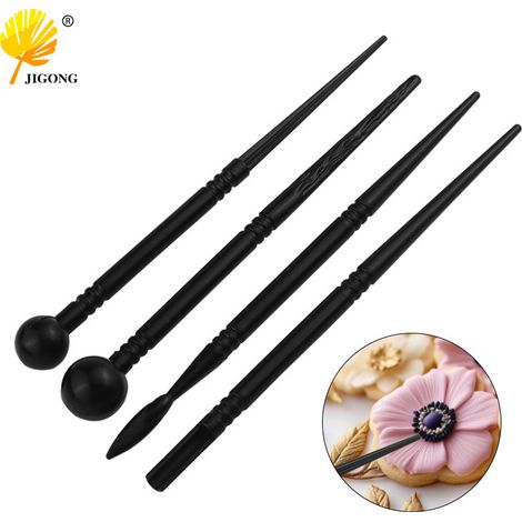 Ensemble de 4 stylos à modeler pour poterie et pâte à sucre, outils de modelage de fleurs et de fondant. (1/5)