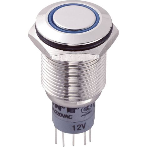 TRU COMPONENTS 701979 LAS2GQF-22E/B/12V/N/P Pulsante antivandalo 250 V/AC 3 A 2 x On / (On) Momentaneo Blu 1 pz. (1/3)