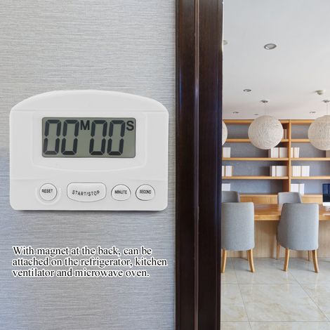 Horloge numérique portable avec compte à rebours, grand écran LCD, usage cuisine (blanc) (1/5)