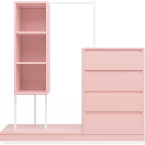 Commode rose ensemble armoire portemanteau étagères rangement