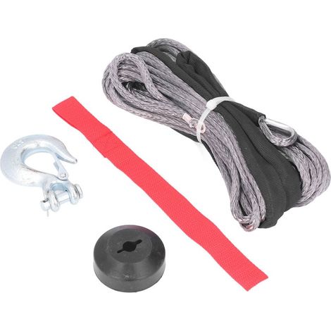 Kit de corde de treuil avec crochet à chape à ressort butée en caoutchouc 4400lbs chargement résistant à l'usure universel (1/4)