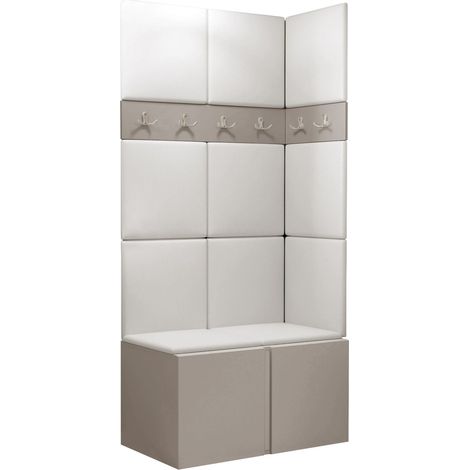 Conjunto para recibidor Pinis I, Cuero ecológico Soft 017, 186x84x46cm, Aglomerado laminado, Cuero ecológico, Colocada, Montada en la pared