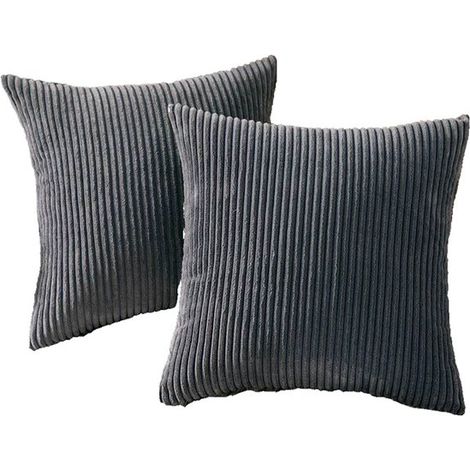 Set di due fodere per cuscini in velluto a coste,45 x 45 cm,Fodera per cuscino da divano,Fodera per cuscino da divano,Grigio chiaro (1/5)