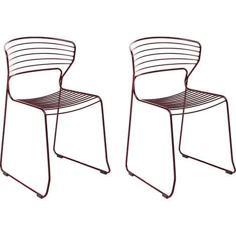 Lot de 2 Chaises de Jardin Moderne en Métal Empilables Terrasse Patio Extérieur Rouge Pistoia