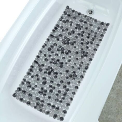 Motif Galets de rivière,Tapis de Bain Gris foncé Extra Long Effet Galets, idéal pour Les Pieds fatigués, Aide à prévenir Les glissades