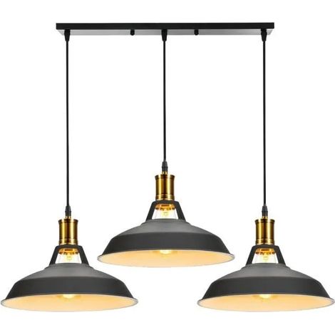 "U-Do 3 Têtes Lustre Suspension en Métal E27 Ajustable Lustre Intérieur design Vintage Lampe Pratique pour Chambre Bureau " (1/4)