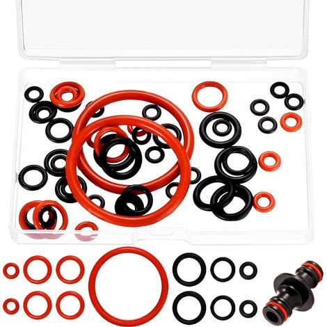 50 Pcs Joint Torique en Silicone pour Machine à Café, O-rings Joints Toriques de Rechange pour Machines à Café Groupe de Préparation Soupape de Support Vapeur Sortie Pièces d'entretien(Noir, Rouge) (1/5)
