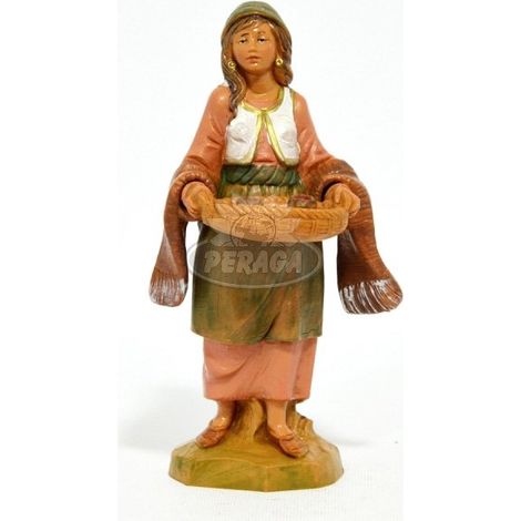 DONNA CON CESTA 12CM IN RESINA (F-108)
