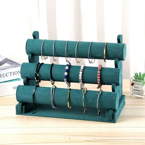 Pulsera y collar de terciopelo verde (1/5)