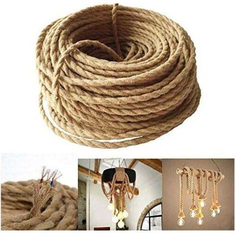 Câble d'alimentation électrique 3x0.75mm² fil de lin rétro tressé industriel 10m pour lampes suspension accessoires DIY (1/4)