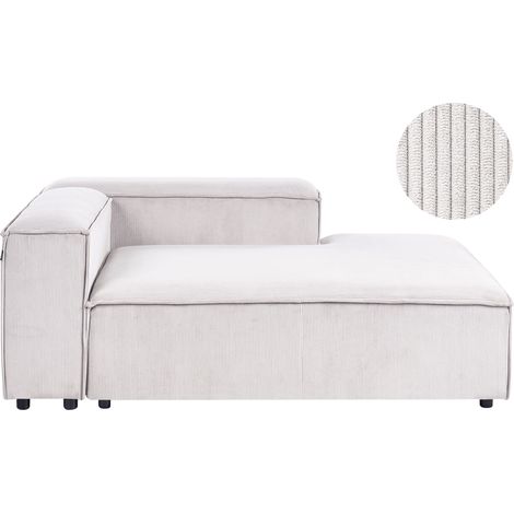 Chaise longue moderna patas negras tapizado pana poliéster blanco crema izquierdo Ardal (1/5)