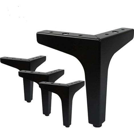 Lot de 4 Pieds de Meubles Charge Jusqu'à 400 KG Superma, Pied de Table Modernes en Métal en Forme de Triangle 16 Vis et 4 Protège Pieds, Noir(15cm) (1/5)
