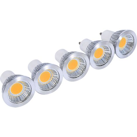Spot Led GU10 - 3 W - Blanc Chaud 3000 K - Technologie COB - Pour Éclairage Intérieur Cuisine Salon - Lot de 5
