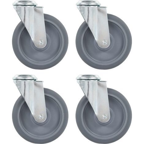 Roulettes pivotantes avec trou de boulon, 4 pièces, 125 mm (1/4)