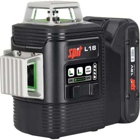 Laser verde 18 V Spit-Paslode con treppiede e supporto a muro