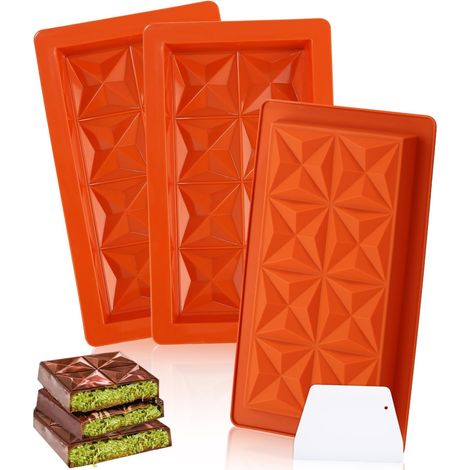 Moule à chocolat, moule à chocolat en silicone, lot de 3 moules en silicone, moule à barres de chocolat, moule à chocolat extra profond pour chocolat, bonbons, pour la fabrication de chocolat, sans BP (1/5)