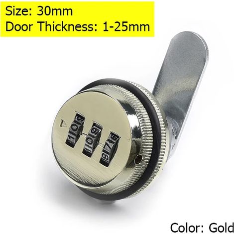 (Or, 30 mm) Serrure à combinaison à came, serrure à combinaison pour armoire, serrure de sécurité en alliage de zinc (1/4)
