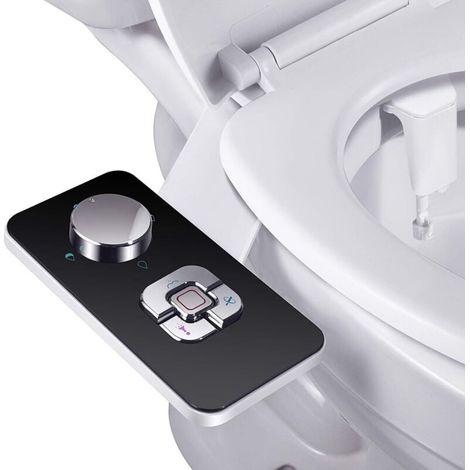 Pulvérisateur Bidet non électrique avec double buses rétractables autonettoyantes - Nettoyage avant et arrière - Bouton poussoir réglable pour eau froid (1/4)