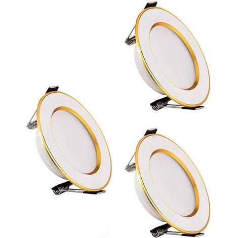 Lot de 3 Spot LED encastrable Ultra Plat avec 3x5W Dimmable Ampoule 220V Spot Module, Percage 65-85mm, Dimmable, Blanc chaud(3000K), 120°Angle de faisceau (1/5)