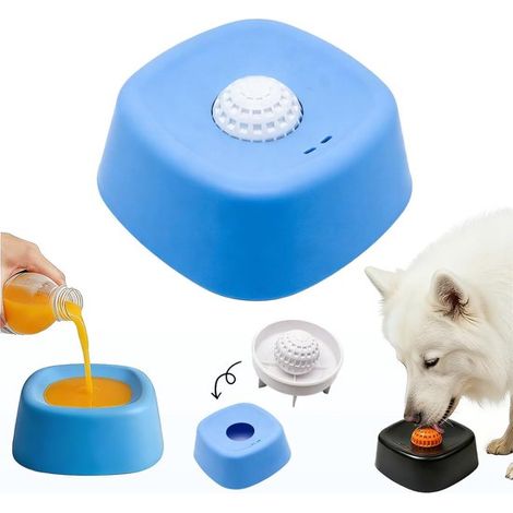 Ciotola per cani a lenta erogazione, blu - Per snack liquidi - Antiscivolo con sfera rotante - 3/4 di tazza - Per tutte le razze canine - Integratore alimentare post-operatorio (1/4)