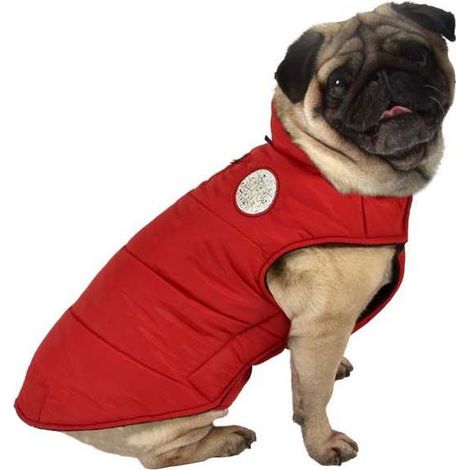 44 cm: Giubbotto piumino modello Dog imbottito impermeabile rosso per cani