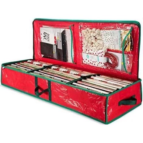 Boîte de rangement pour papier d'emballage cadeau avec poche intérieure - peut contenir 24 rouleaux de papier d'emballage standard - 1043616 cm (1/5)